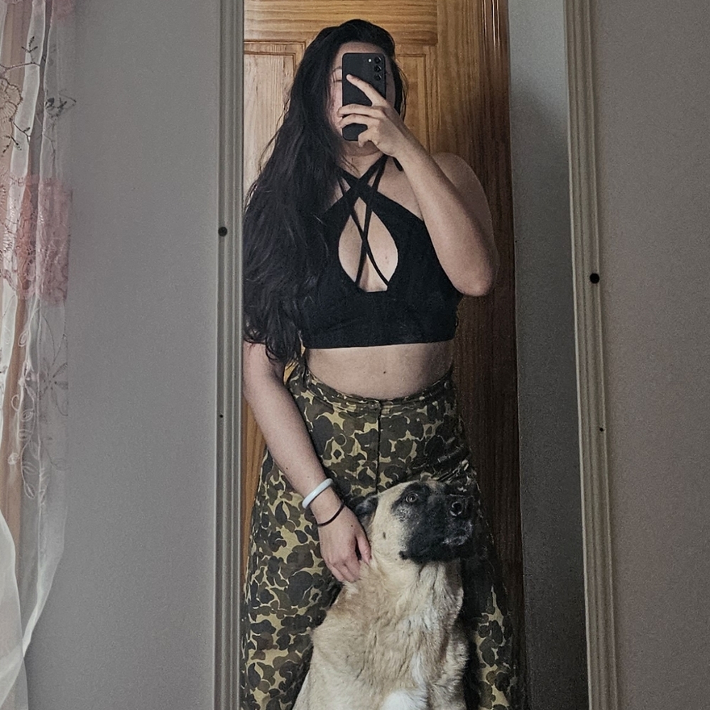 Uo black Valeria halter strappy top